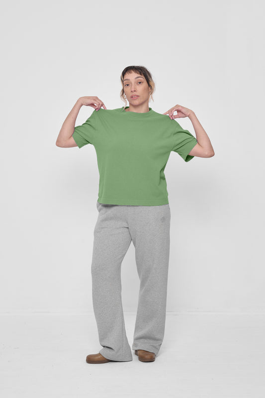 Styled with Heather Sweatpants and Plasticana Clogs.