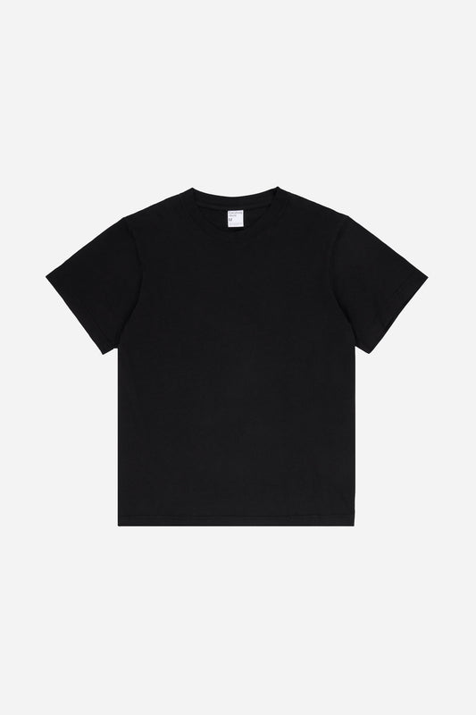 Flat lay of the Short Sleeve Trash Tee in Black, showing the classic cut of the deep Black colored garment.