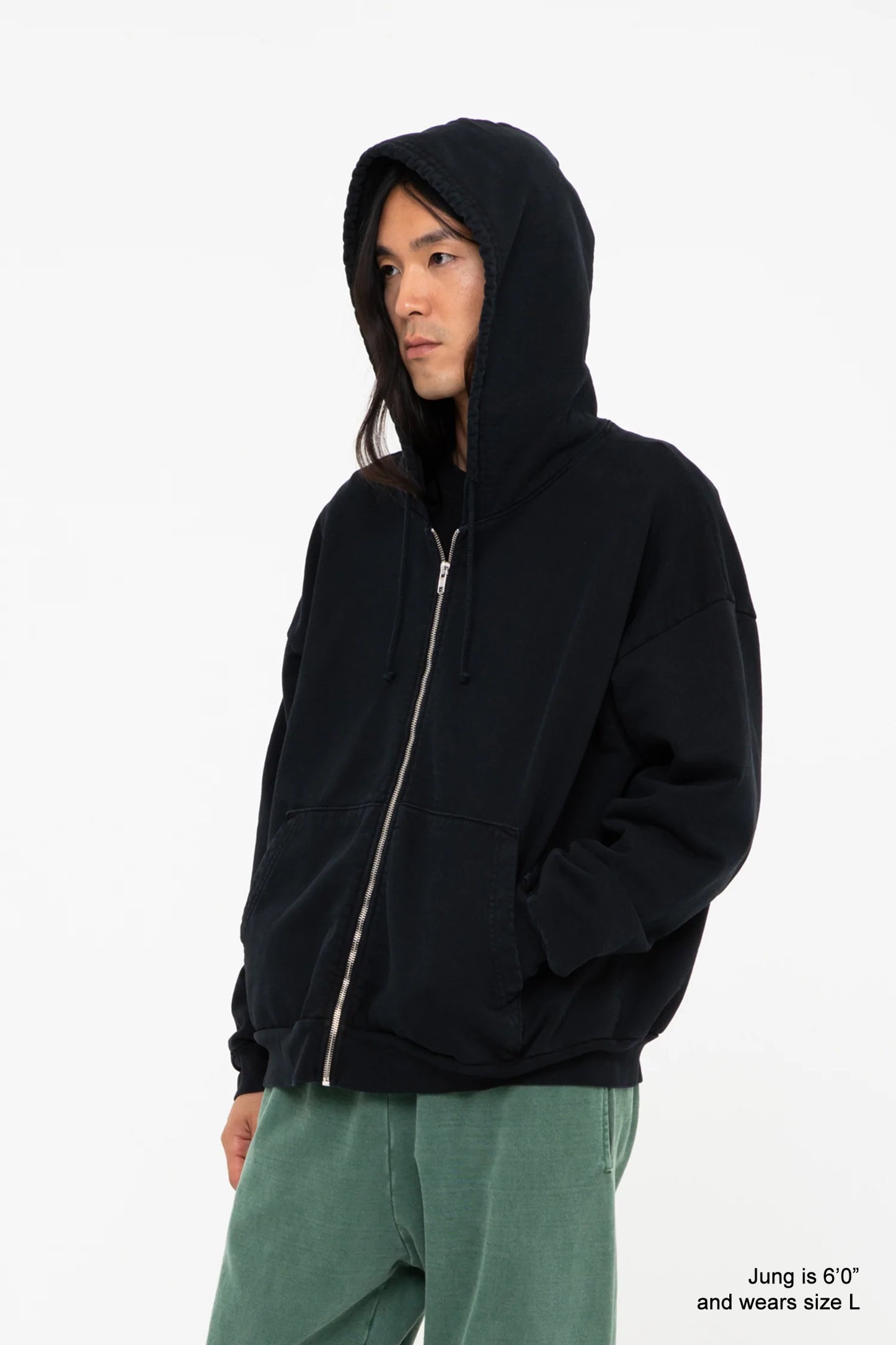 Jung is 6'0" and wears size L