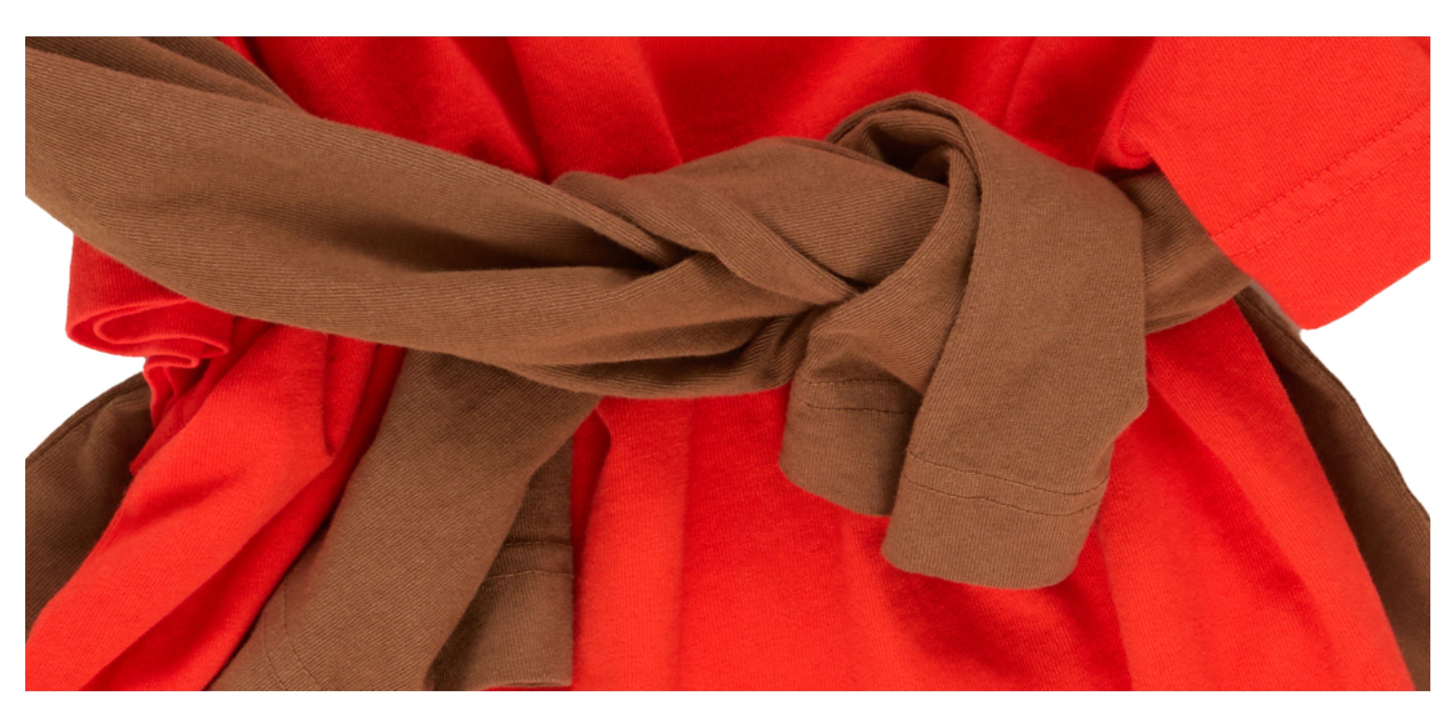 Lava red Tailored Trash Tee with a Soil Long Sleeve Trash Tee tied around it