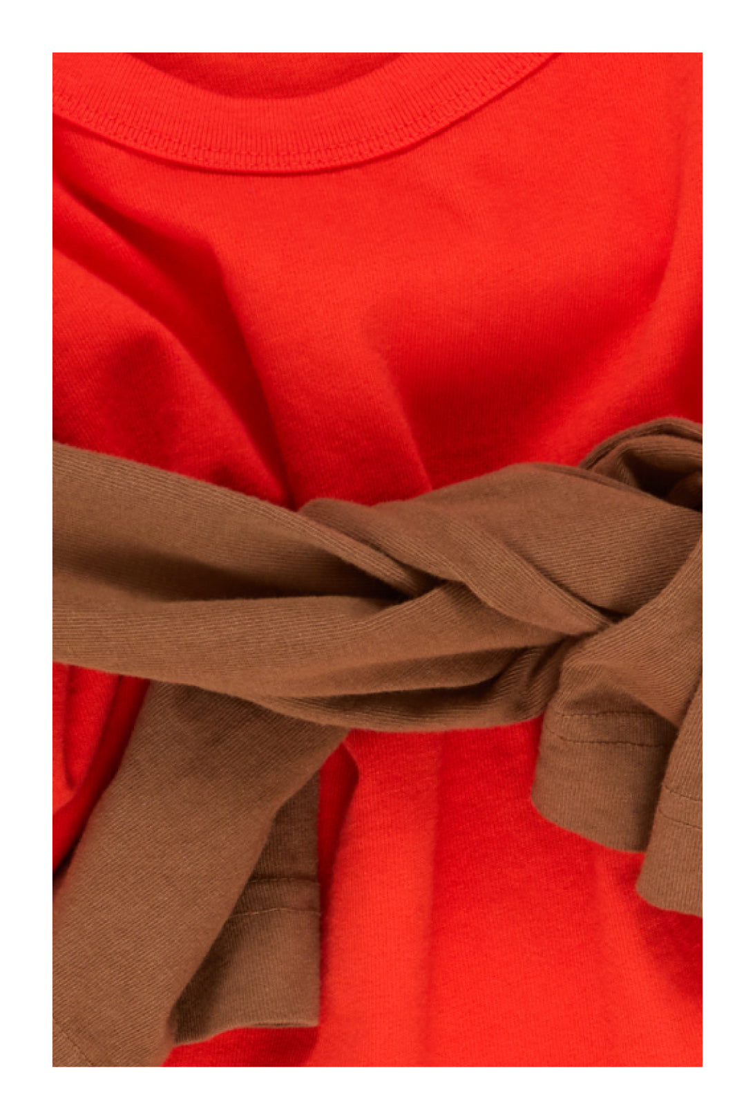 Lava red Tailored Trash Tee with a Soil Long Sleeve Trash Tee tied around it