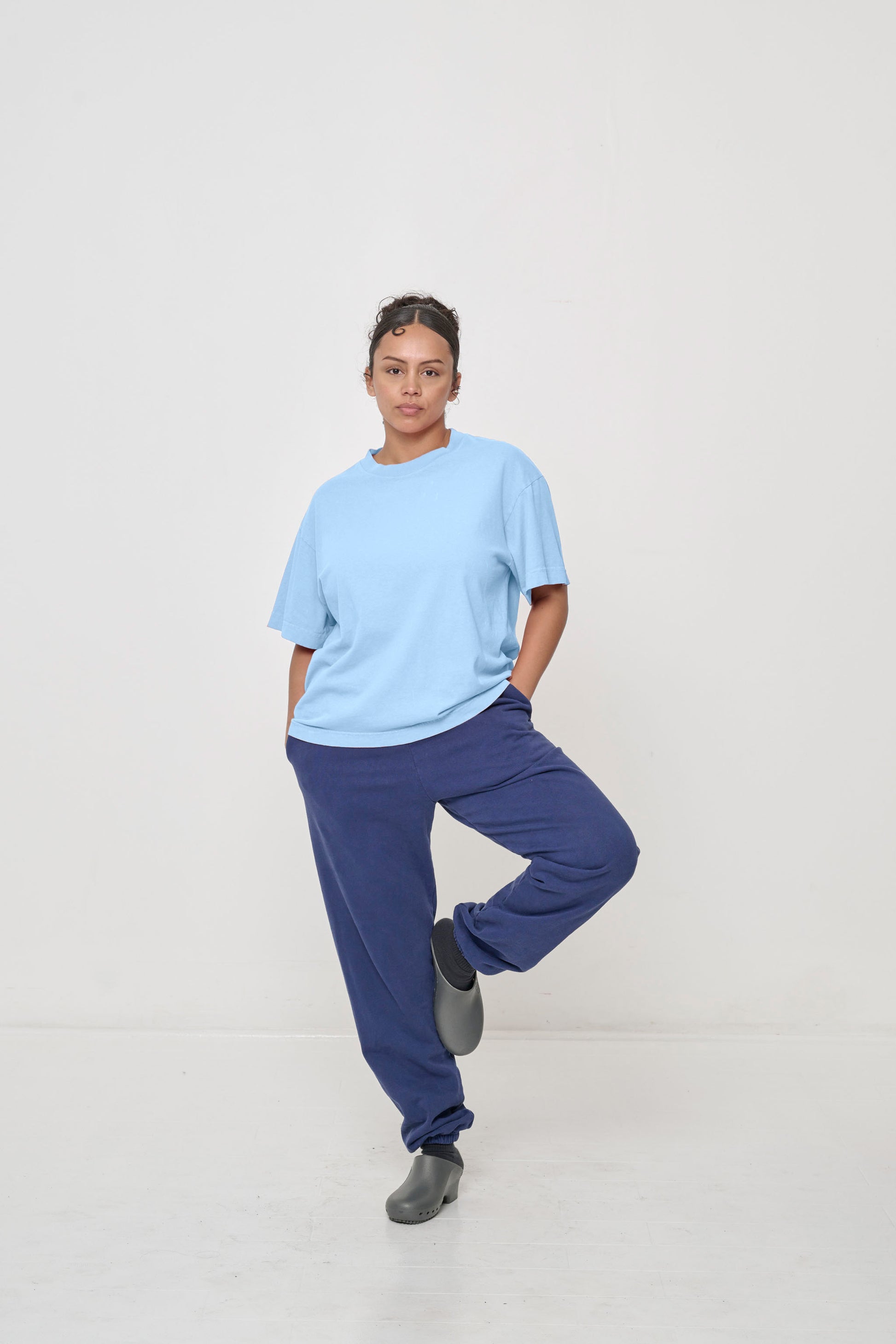 Styled with Washed Navy Trash Sweatpants and Plasticanas.