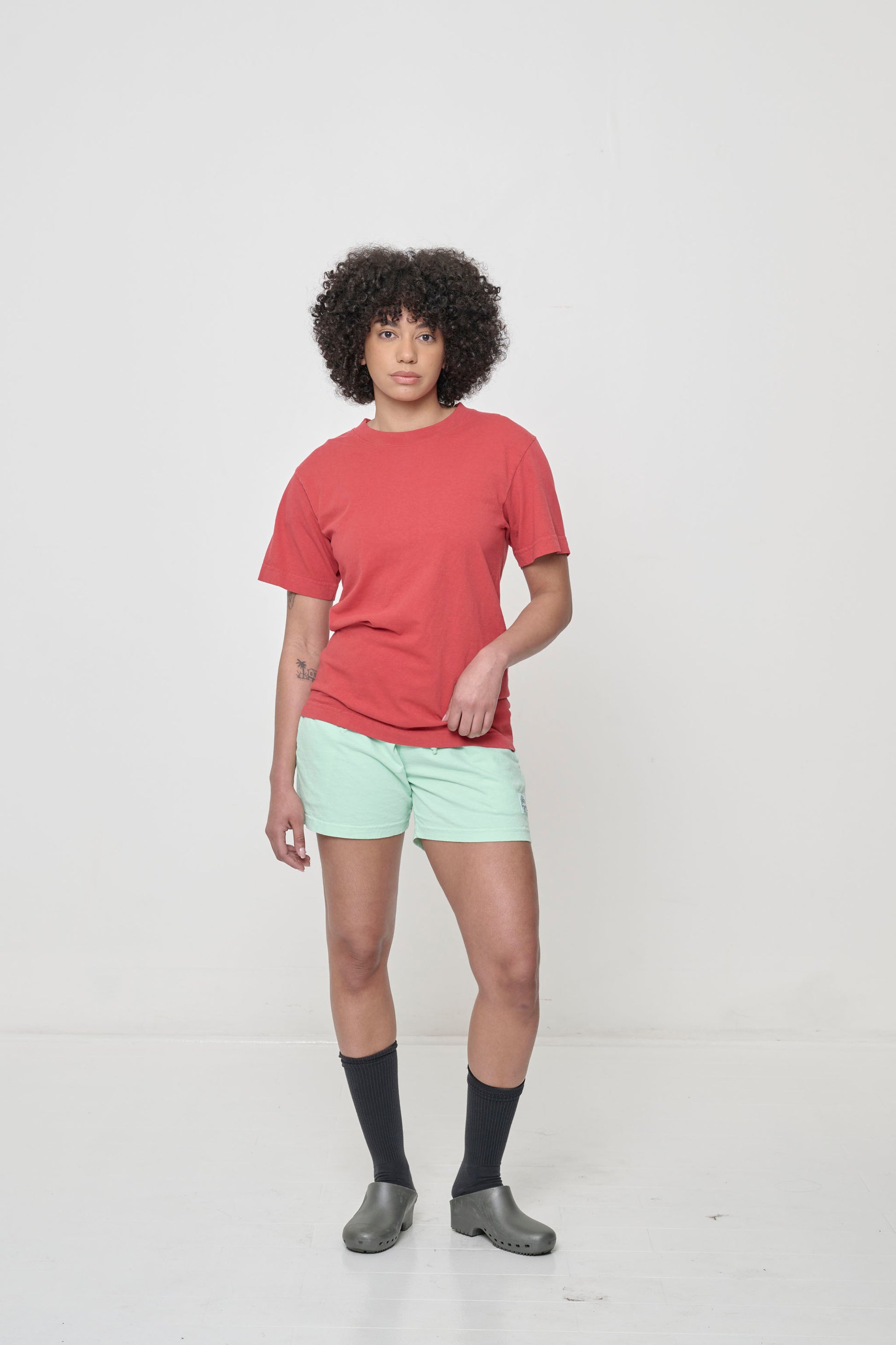 Everyday Shorts in Sea Glass on model