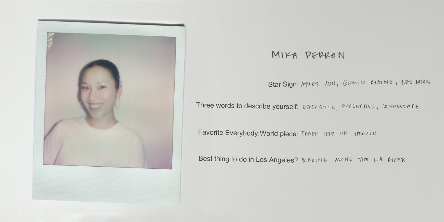 Mika is an Aries. Easy going, perceptive, considerate. Favorite E.W piece is the Trash Zip-Up Hoodie.