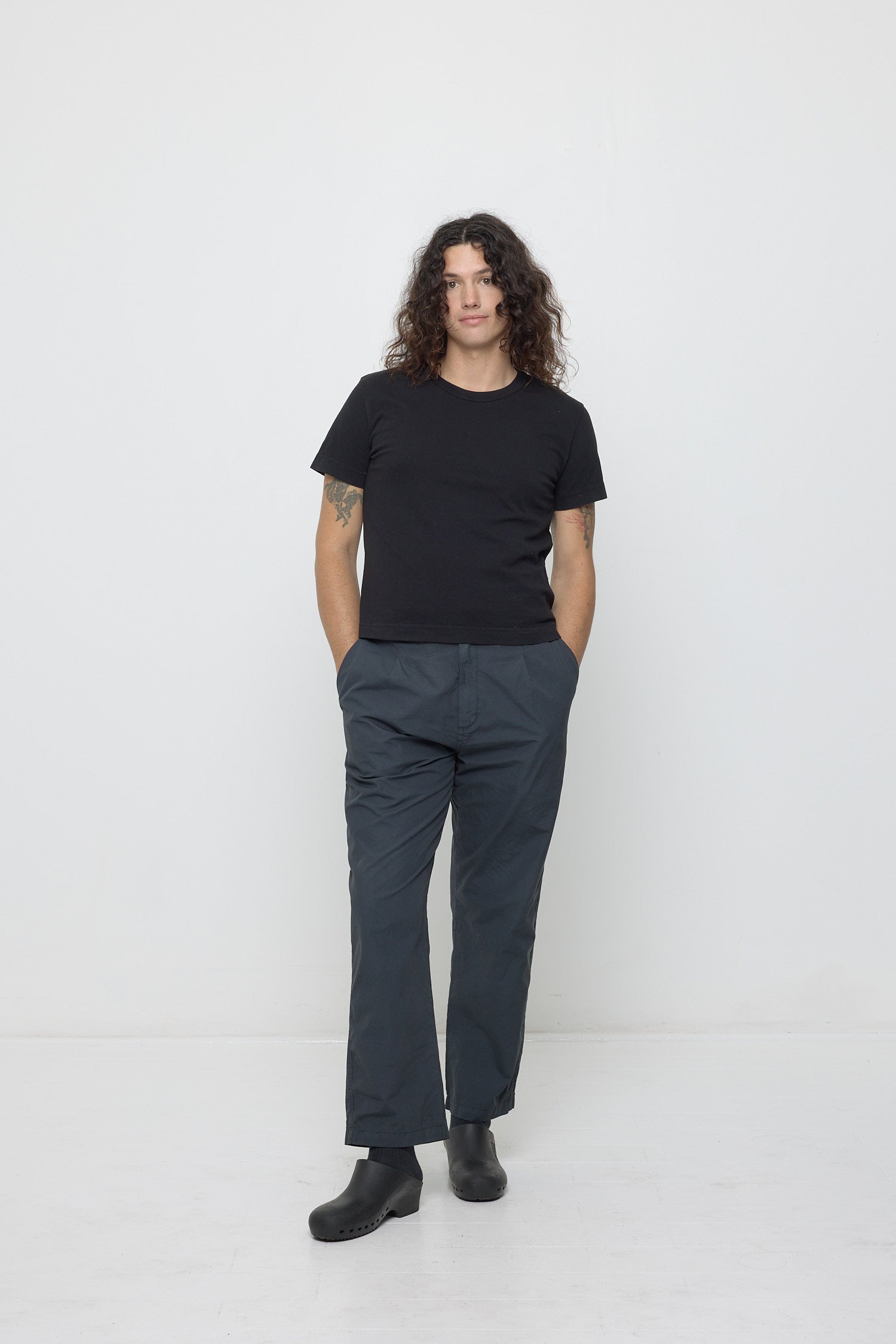 Styled with Life Uniform Pants and Black Calzuro Classic Clogs