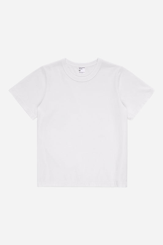 Flat lay of White Tailored Trash Tee, front view