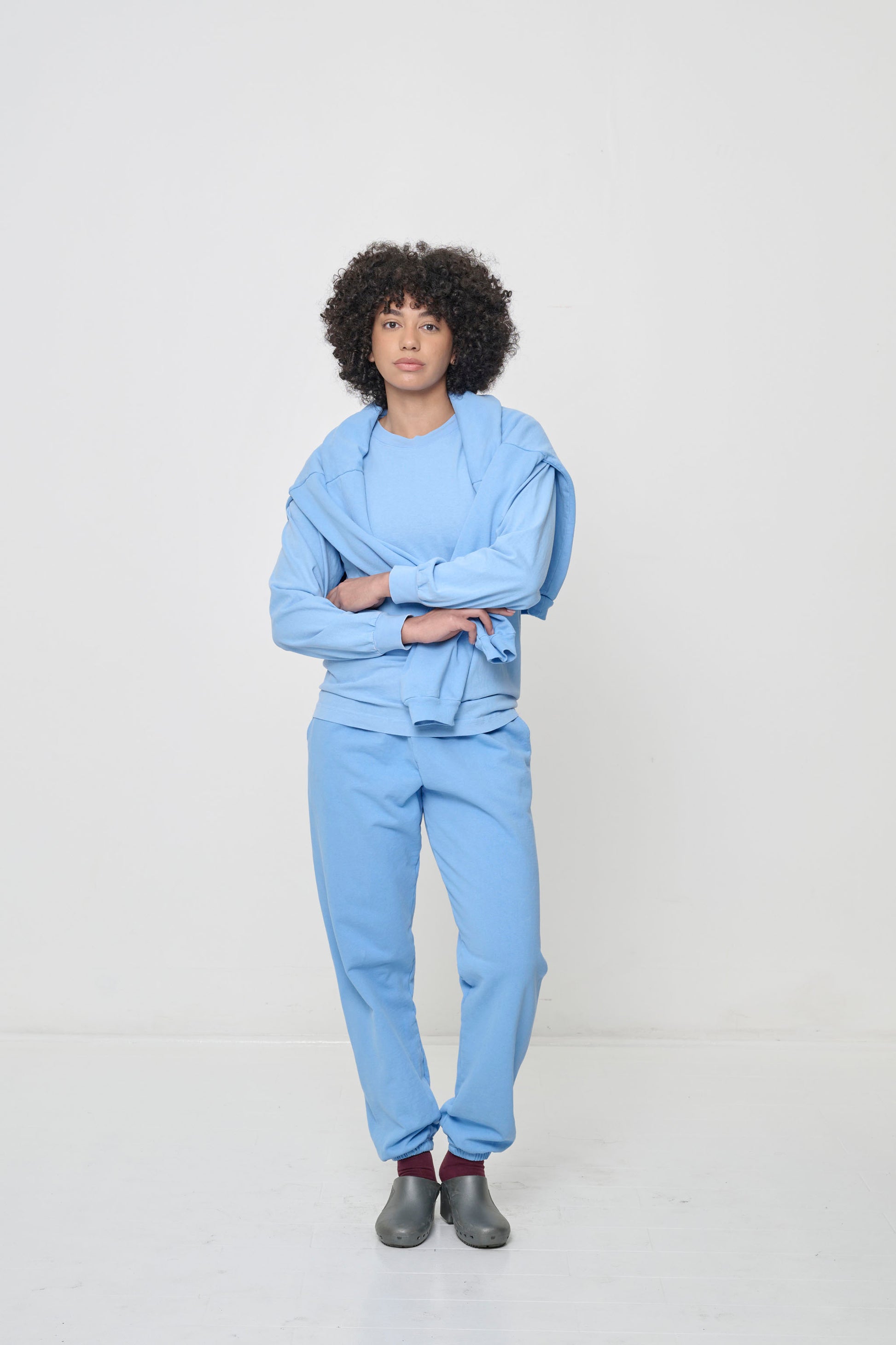 Trash Sweatpants in Cielo on model