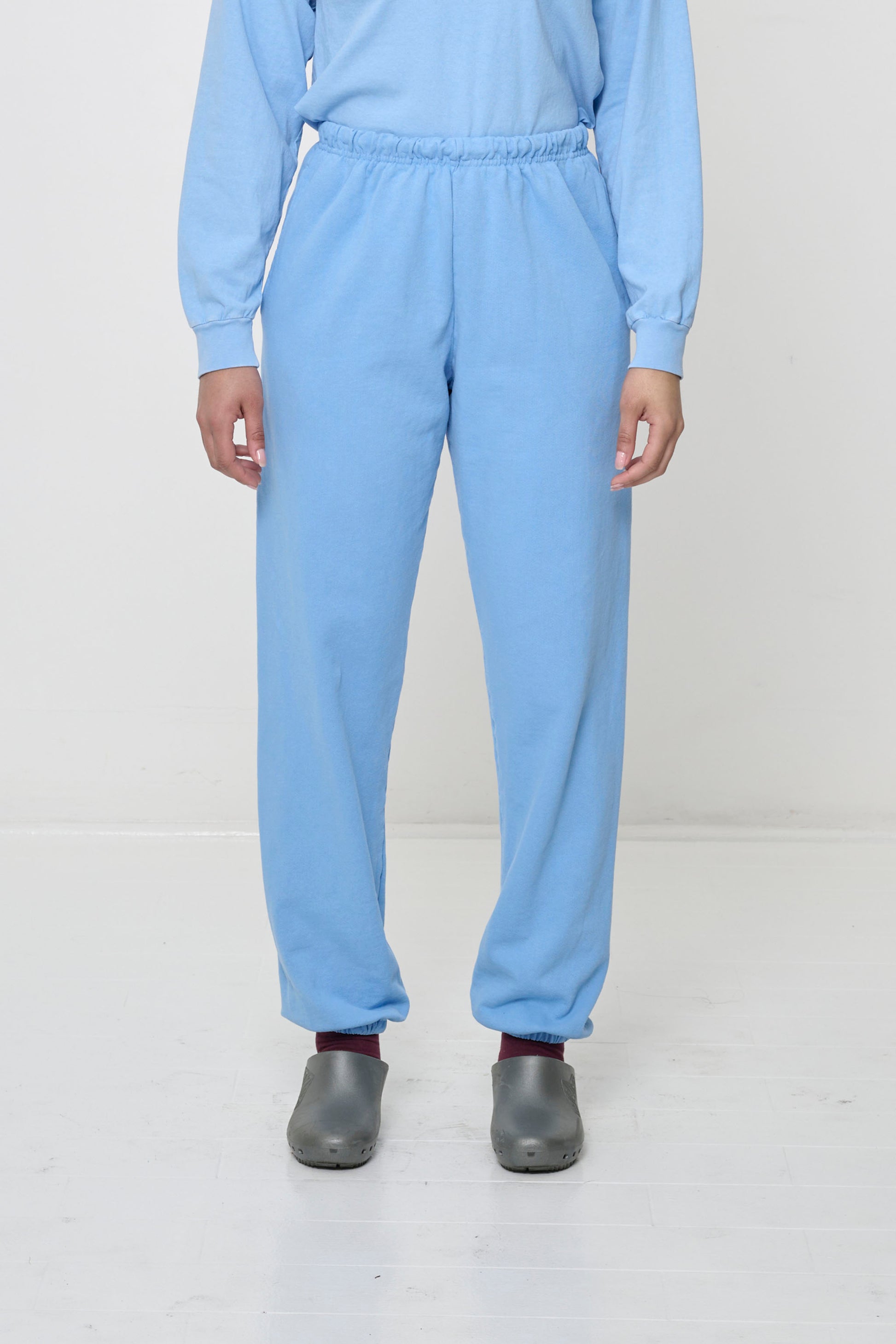 Trash Sweatpants in Cielo on model